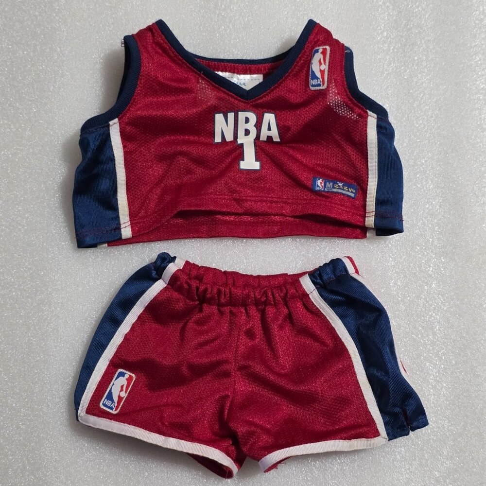 Build-a-Bear NBA 1 Basketball Red Blue White Tank Top &‎ Shorts Uniform Outfit